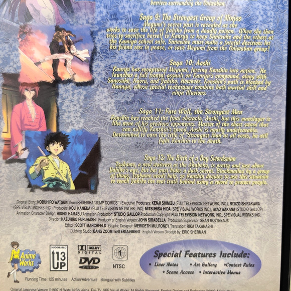 Rurouni Kenshin 3 Anime DVDs Rare Ice Blue Eyes Shadow Elite Battle in Moonlight - Picture 7 of 16